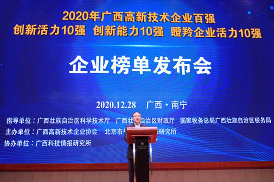 廣西新晶科技有限公司入選2020年“廣西高新技術企業百強”